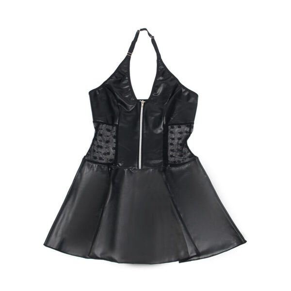 SUBBLIME - 957704 VESTIDO DE CUERO CON CREMALLERA Y ENCAJE NEGRO S/M