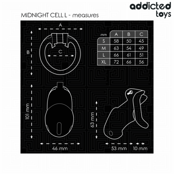 ADDICTED TOYS LOCKED - CAGE À PÉNIS MINDNIGHT CELL TAILLE L