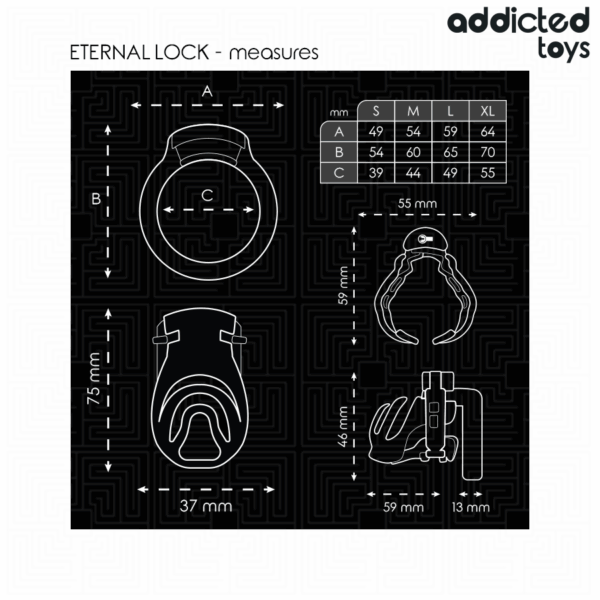 ADDICTED TOYS LOCKED - CAGE À PÉNIS À VERROUILLAGE ÉTERNEL 9 CM