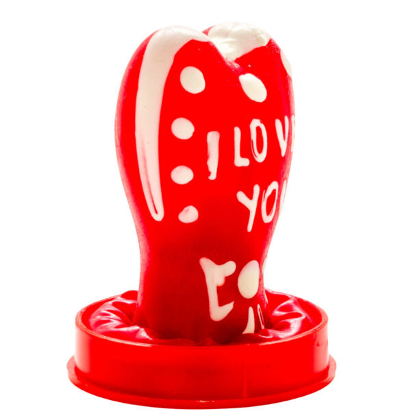 CONDOMERIE - PRÉSERVATIFS FANTAISIE PEINTS À LA MAIN EN FORME DE CŒUR - JE TAIME MODÈLE 1