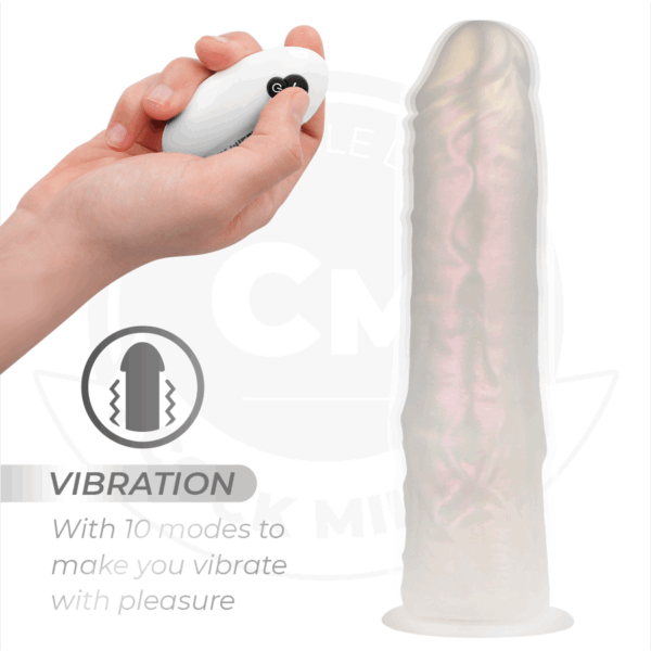 COCK MILLER - GODE AVEC VENTOUSE, LUMIÈRES ET VIBRATIONS AVEC TÉLÉCOMMANDE BLANC 21,5 CM