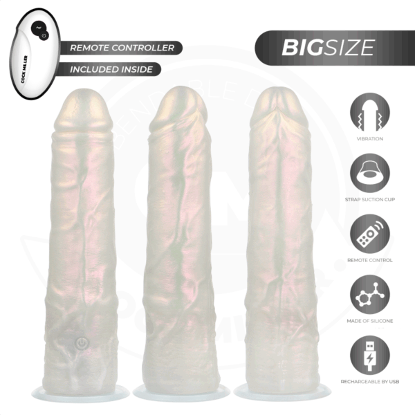 COCK MILLER - GODE AVEC VENTOUSE, LUMIÈRES ET VIBRATIONS AVEC TÉLÉCOMMANDE BLANC 21,5 CM