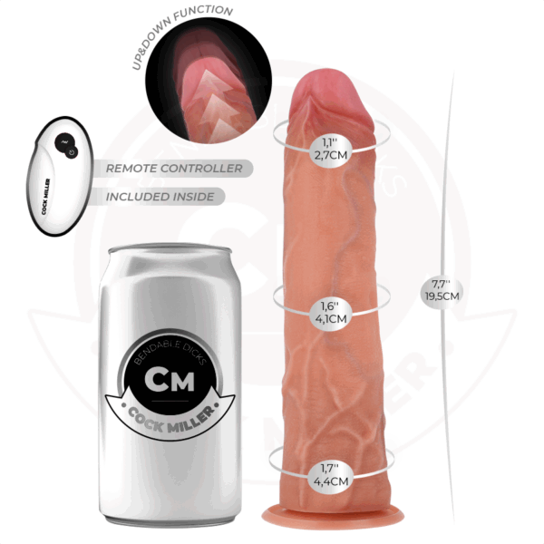 COCK MILLER - GODE HYPER-RÉALISTE À VENTOUSE ET À POUSSÉE AVEC TÉLÉCOMMANDE 19,5 CM