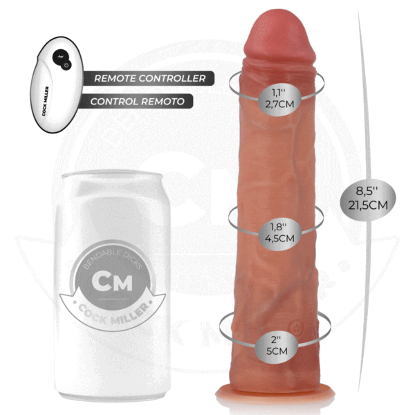 COCK MILLER - GODE HYPER-RÉALISTE À VENTOUSE ET À POUSSÉE AVEC TÉLÉCOMMANDE 21,5 CM