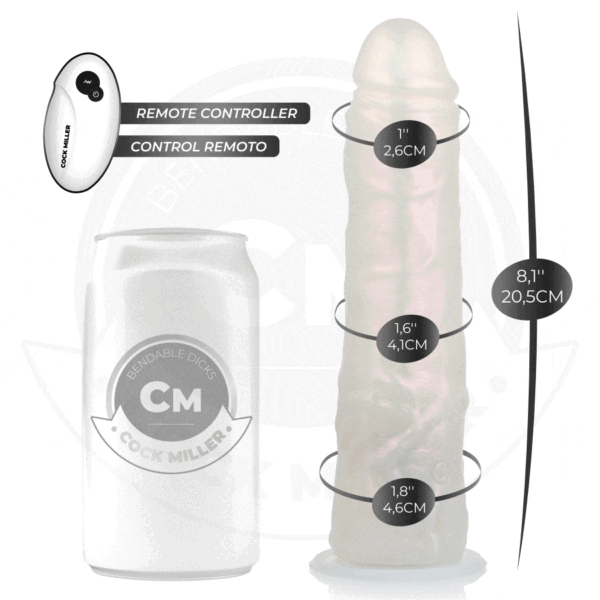 COCK MILLER - GODE AVEC VENTOUSE, LUMIÈRES ET VIBRATIONS AVEC TÉLÉCOMMANDE BLANC 20,5 CM