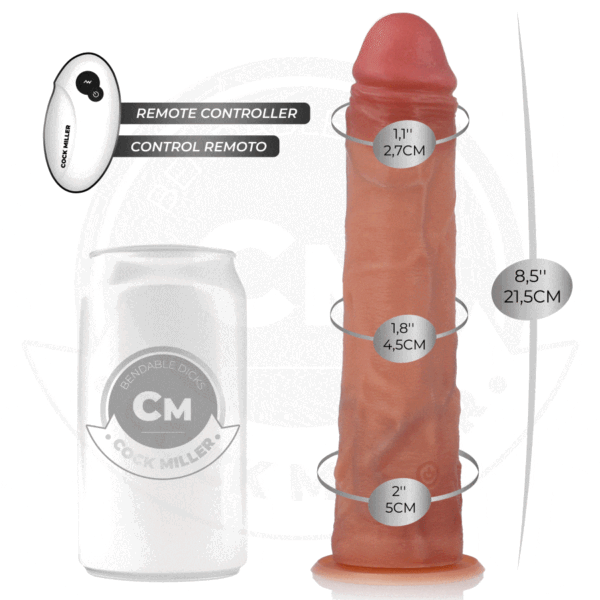 COCK MILLER - GODE RÉALISTE À VENTOUSE ET VIBRATION AVEC TÉLÉCOMMANDE 21,5 CM