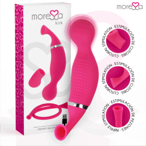 MORESSA - KIRK DUO ONDES STIMULANTES + MASSEUR MULTIFONCTION RECHARGEABLE EN SILICONE PREMIUM