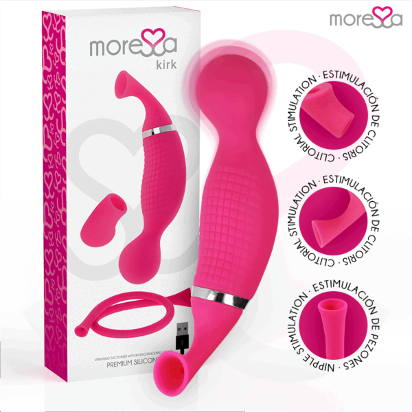 MORESSA - KIRK DUO ONDES STIMULANTES + MASSEUR MULTIFONCTION RECHARGEABLE EN SILICONE PREMIUM