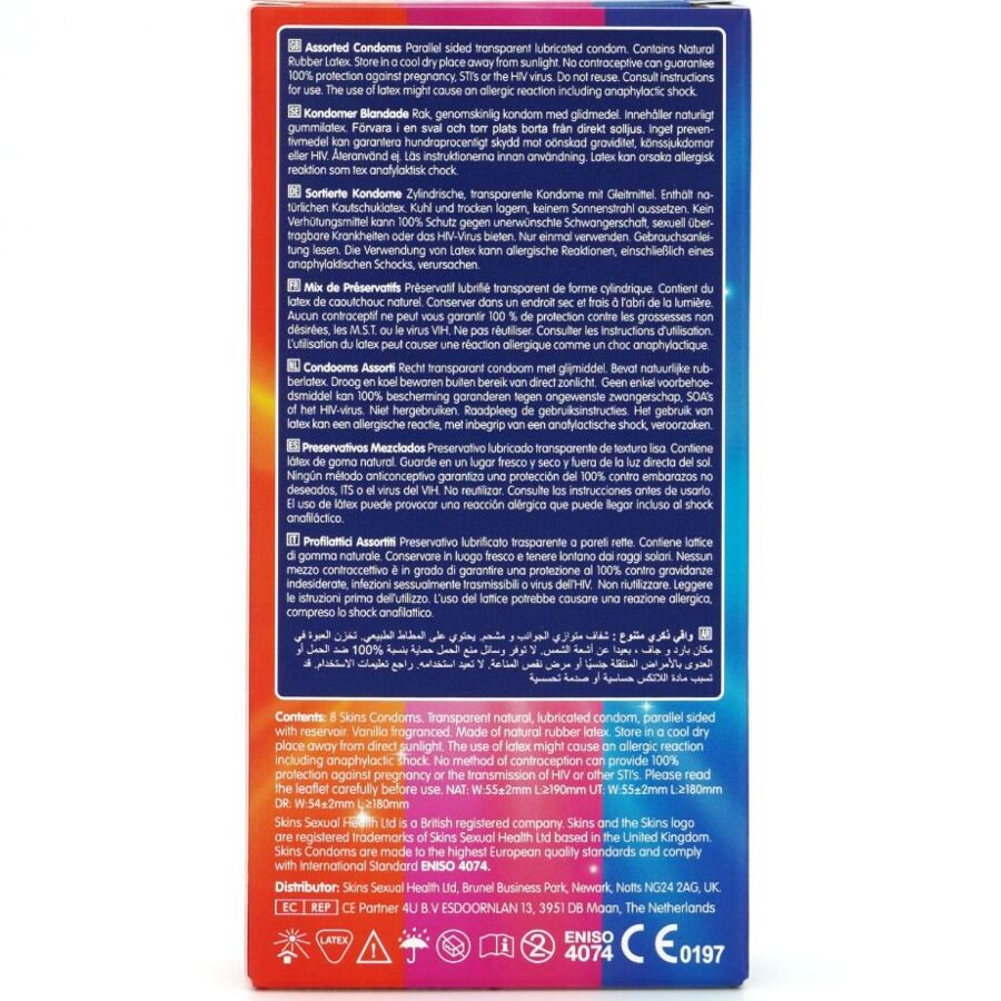 img_213398_22fb58d6156dc549f357ffdacce5b195_1.jpg SKINS - PACK DE 8 PRÉSERVATIFS PREMIUM ASSORTIS