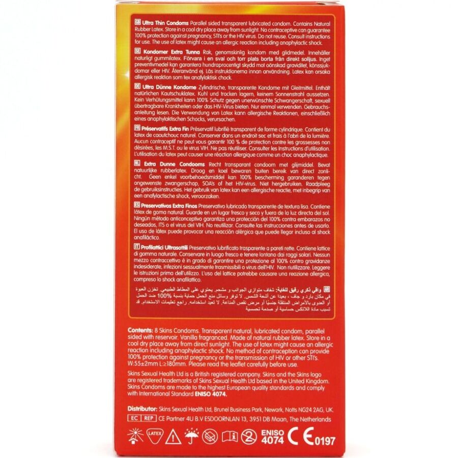 img_213422_7df1b10f693dab9af77e8468d96b050e_1.jpg SKINS - PACK DE 8 PRÉSERVATIFS ULTRA FINS PREMIUM