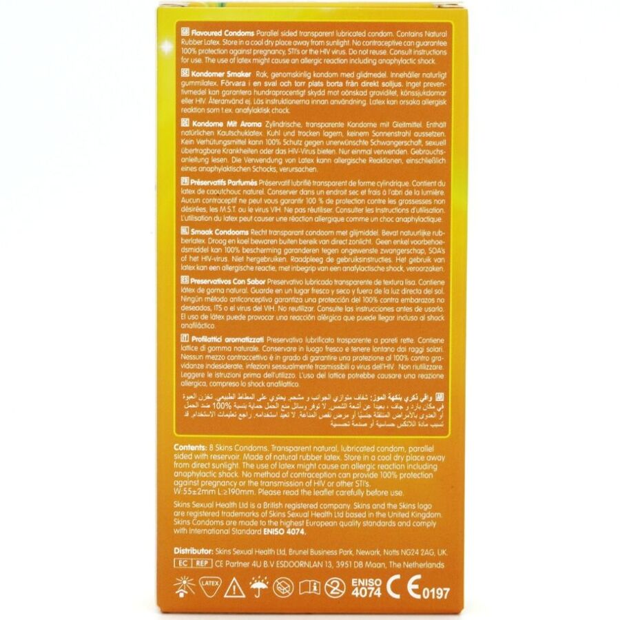 img_213431_13e1d21373ce795164ebee1b68456a06_1.jpg SKINS - PACK DE 8 PRÉSERVATIFS BANANE PREMIUM
