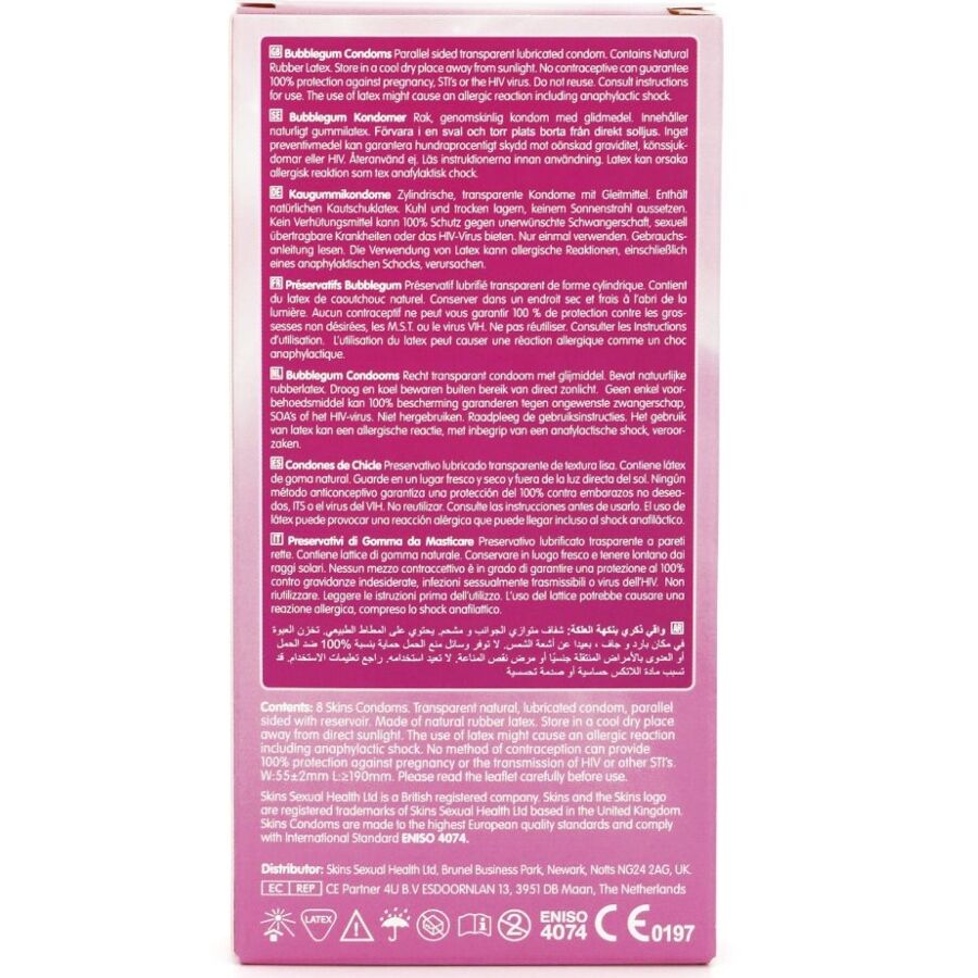 img_213446_eb812f00756d37468979196158164e1e_1.jpg SKINS - PACK DE 8 PRÉSERVATIFS PREMIUM BUBBLEGUM