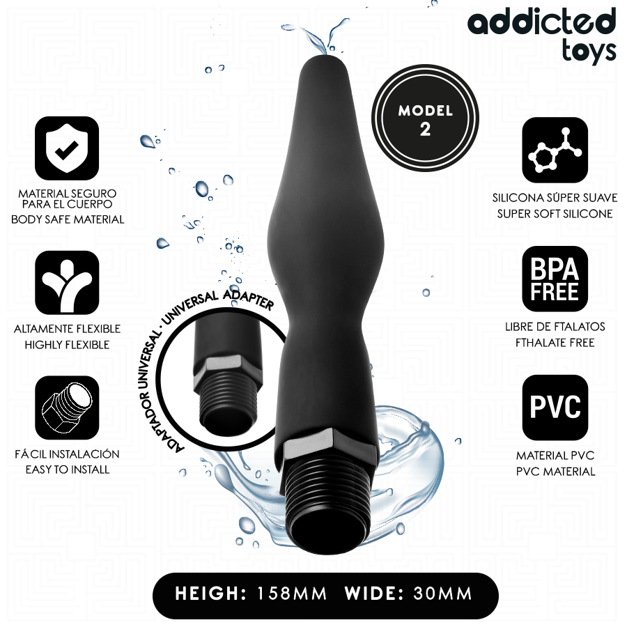 img_213572_a94bb2494f03b29b37ab80293849f149_1.png ADDICTED TOYS - NETTOYEUR ANAL AVEC ADAPTATEUR UNIVERSEL MODÈLE 2