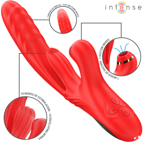 INTENSE - KAROL VIBRATEUR MULTIFONCTION POUSSÉE  STIMULATION  ONDES STIMULANTES ROUGE