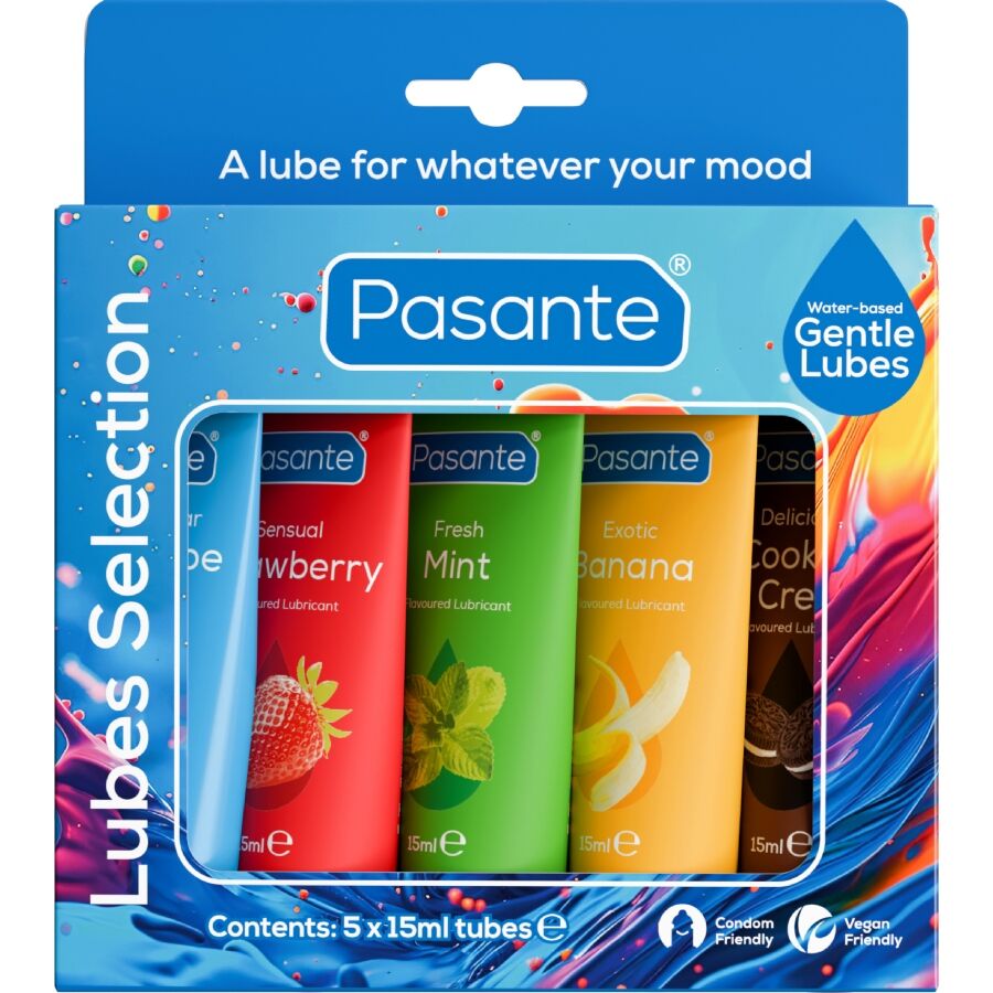img_216106_b023dddf9ce42a1a2abd1bc3b595a00c_1.jpg PASANTE - PACK LUBRIFIANTS SAVEURS ASSORTIES 5 UNITÉS X 15 ML