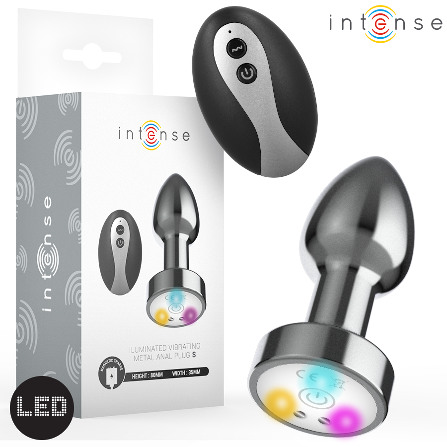 INTENSE - PLUG ANAL VIBRANT EN MÉTAL AVEC LUMIÈRES LED ET TÉLÉCOMMANDE - TAILLE S