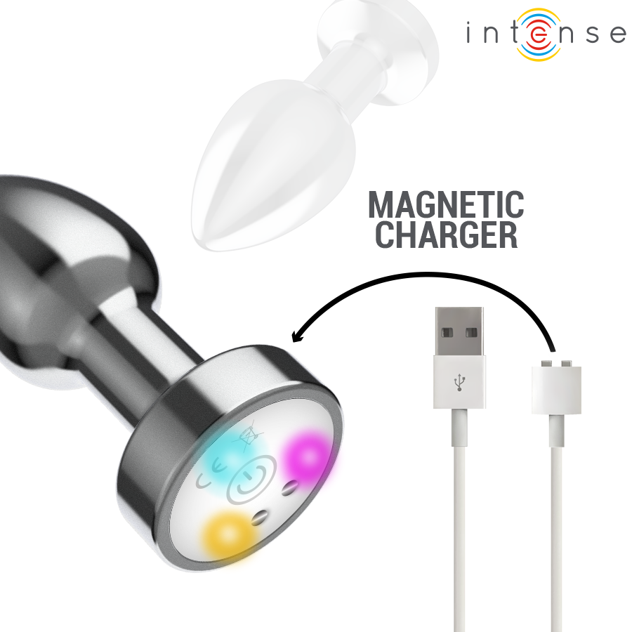 INTENSE - PLUG ANAL VIBRANT EN MÉTAL AVEC LUMIÈRES LED ET TÉLÉCOMMANDE - TAILLE M