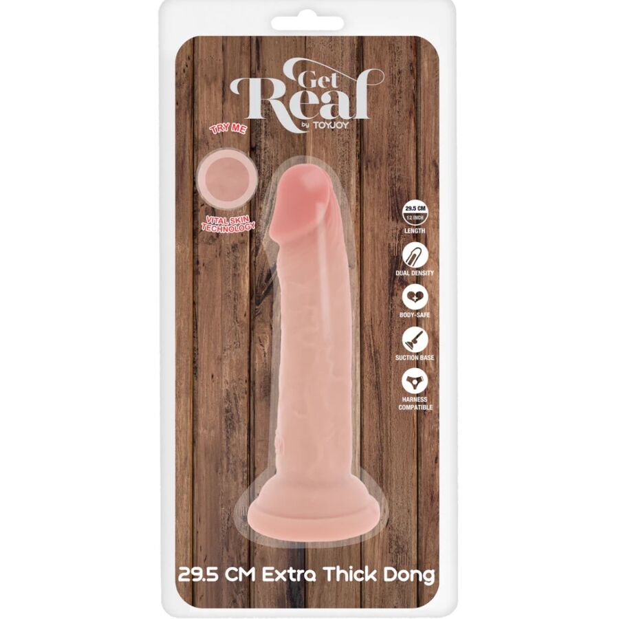 GET REAL - PÉNIS DE LUXE ÉPAIS DOUBLE DENSITÉ EN TPE 29,5 CM