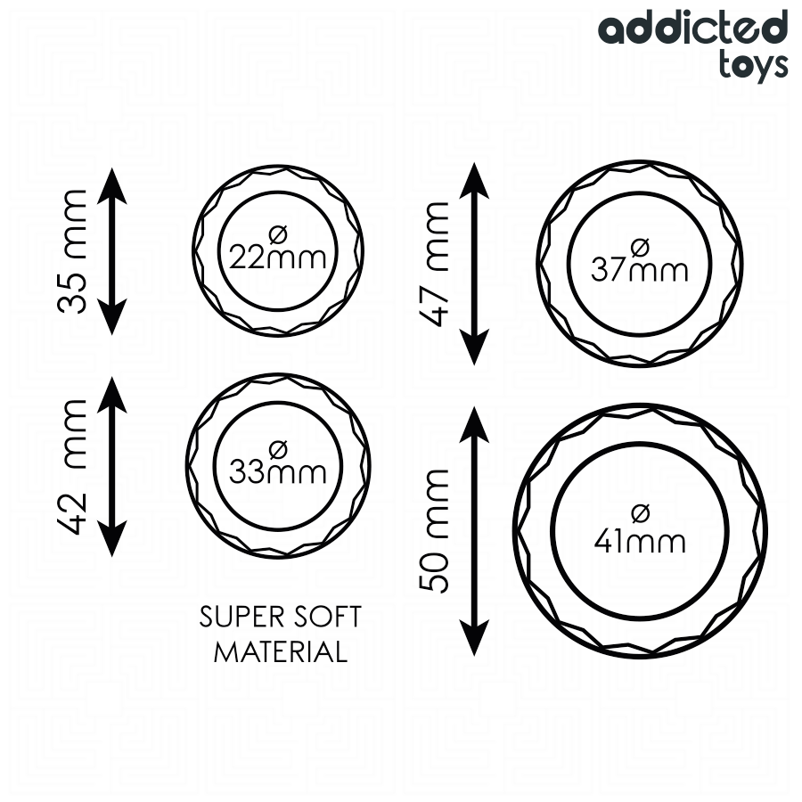 img_218843_607cb0dcbeff10e85ebba34f9b0ffe22_1.png ADDICTED TOYS - ENSEMBLE DANNEAUX PÉNIS TEXTURÉS, 4 TAILLES
