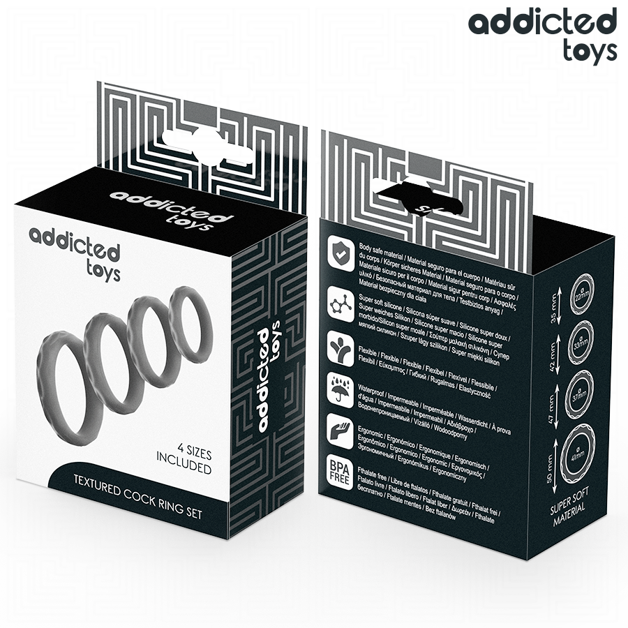 img_218847_4899413700a2e9c5b24e81cfa34e994a_1.png ADDICTED TOYS - ENSEMBLE DANNEAUX PÉNIS TEXTURÉS, 4 TAILLES