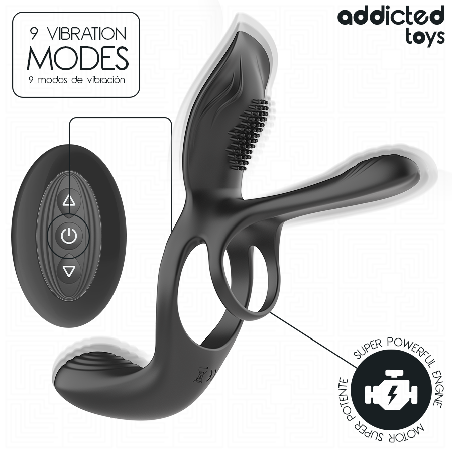 ADDICTED TOYS - ANILLO DOBLE PARA EL PENE CON ESTIMULADOR DE CLÍTORIS
