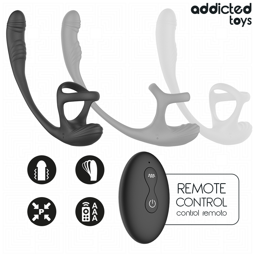img_219316_a3b93aa8dd5b77d2ac743465bc3f0b4c_1.png ADDICTED TOYS - PLUG ANAL AVEC VIBRATION, ONDULATION À 360° ET STIMULATEUR DE TESTICULES