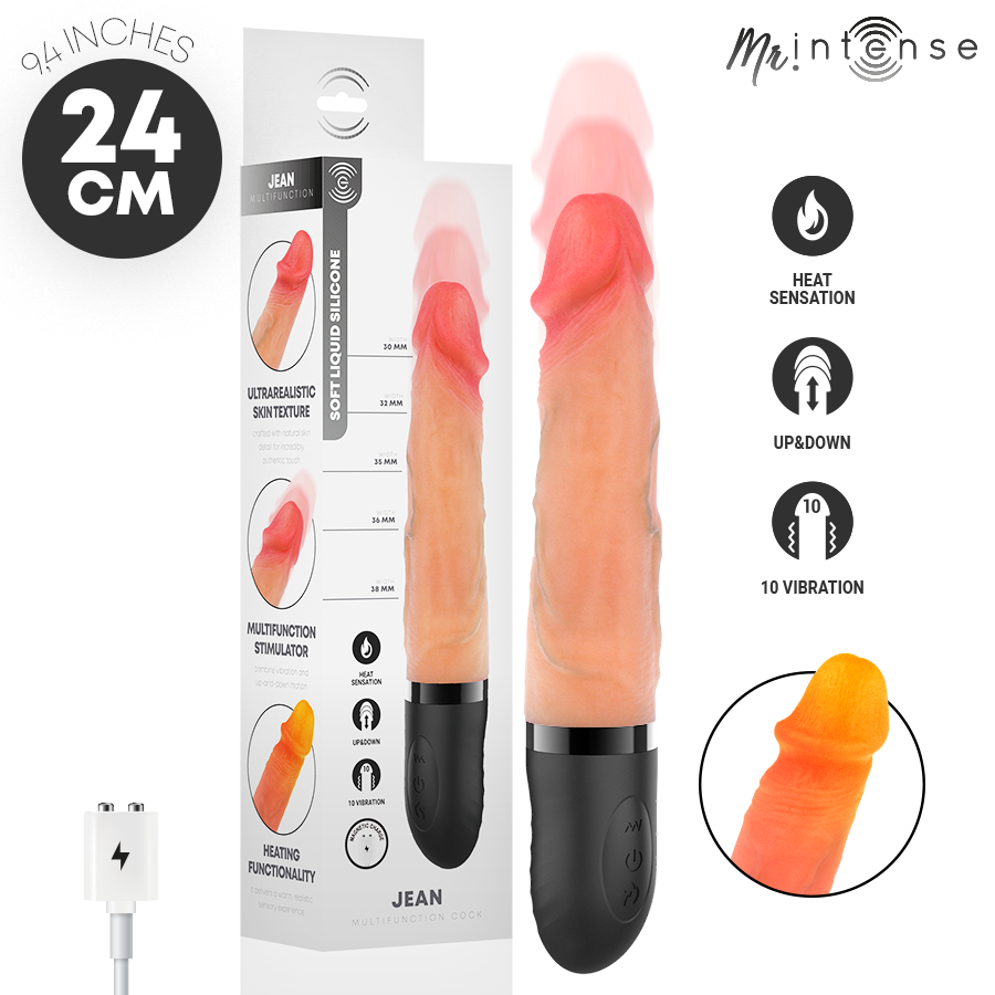 MR INTENSE - JEAN VIBRADOR UPDOWN SILICONA CON EFECTO CALOR 24 CM -Ø- 3.8 CM