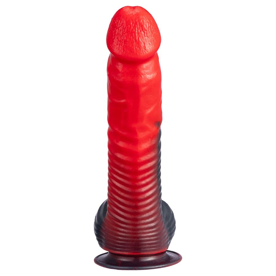 SILEXD - DEVIL GODEMICHÉ EN SILICONE LIQUIDE THERMORÉACTIF ROUGE ET NOIR 20,3 CM