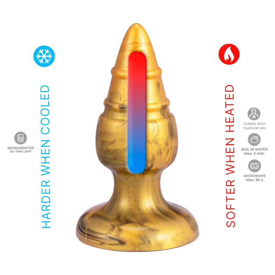SILEXD - GOLDY PLUG ANAL FANTASY EN SILICONE LIQUIDE THERMORÉACTIF DORÉ 9,2 CM
