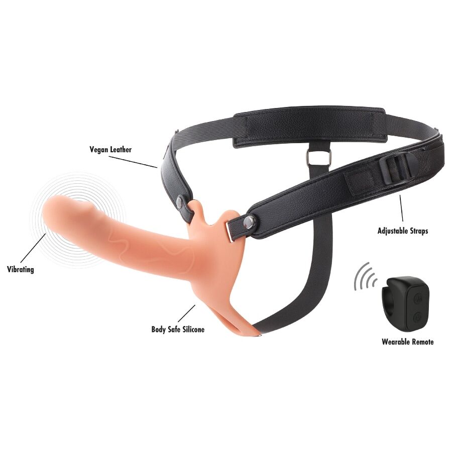 HIDDEN DESIRE - INFERNO MANCHON PÉNIS VIBRANT AVEC STRAP-ON 16 CM