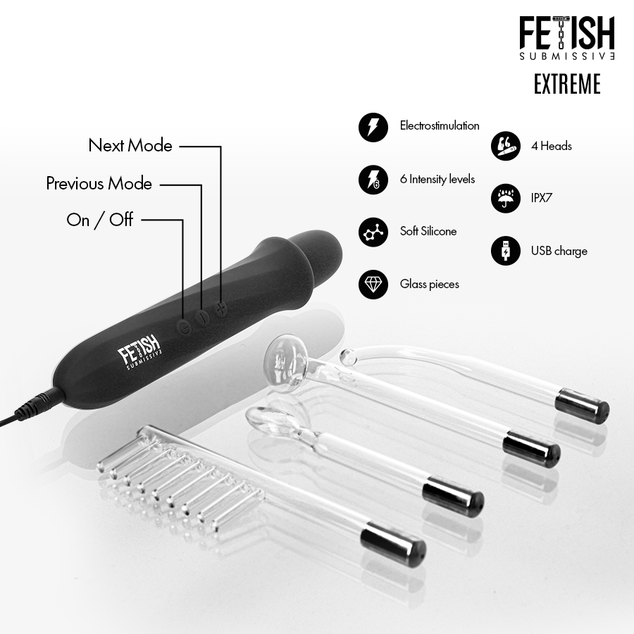 FETISH SUBMISSIVE - VIBRADOR WAND ELECTROESTIMULACIÓN ALTA FRECUENCIA