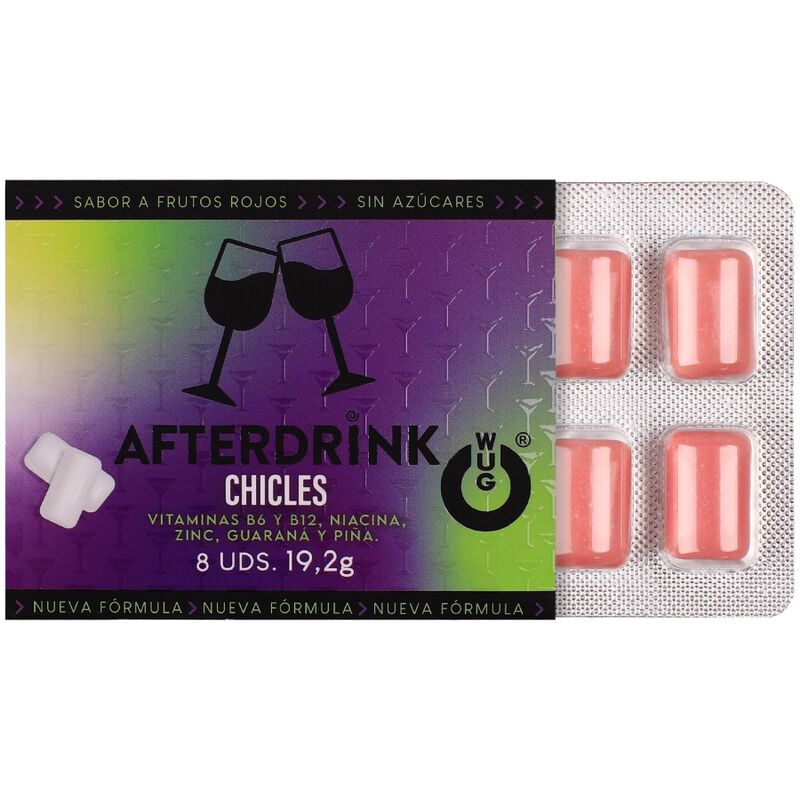 WUG After Drink  El chicle funcional que te ayuda a recuperar energía tras la noche BLISTER 8 UDS