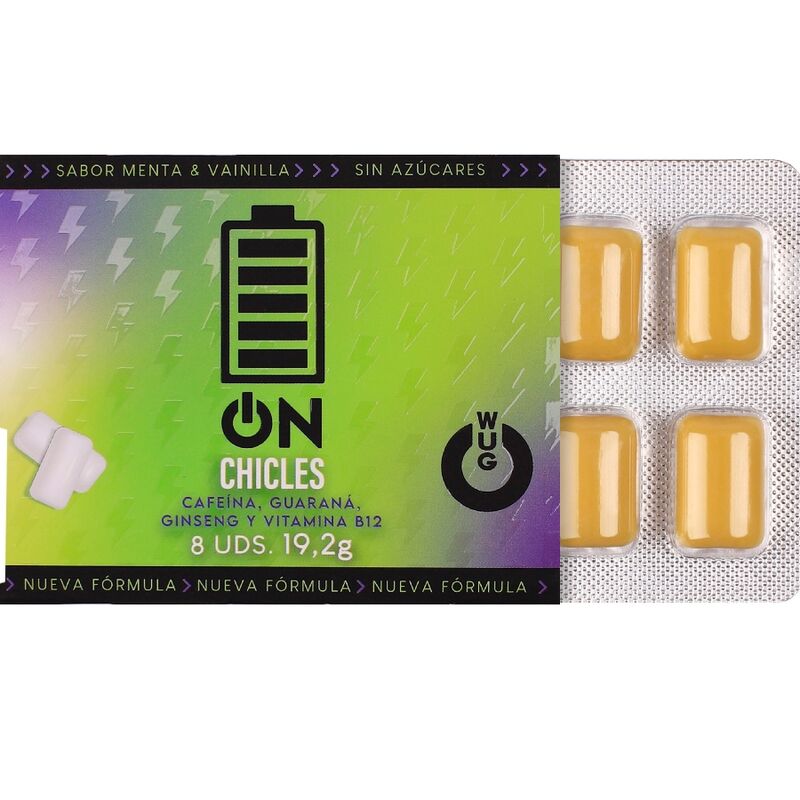 WUG on  El chicle funcional con cafeína y guaraná sabor menta  vainilla BLISTER 8 UDS
