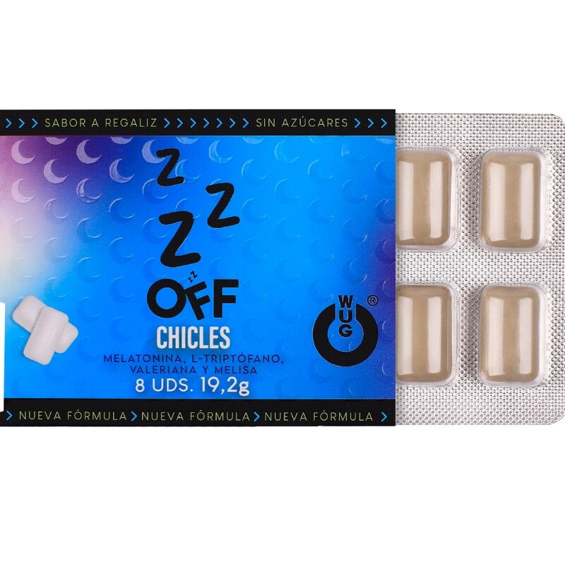 WUG off - El chicle funcional con melatonina y valeriana sabor regaliz BLISTER 8 UDS
