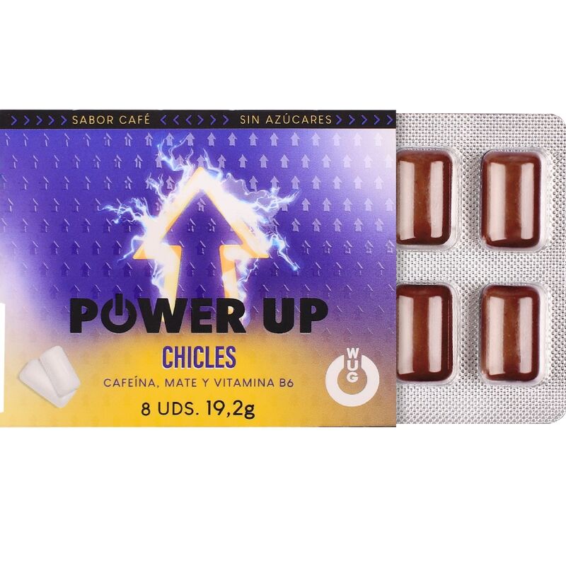 WUG power up - El chicle funcional con cafeína y mate sabor café BLISTER 8 UDS