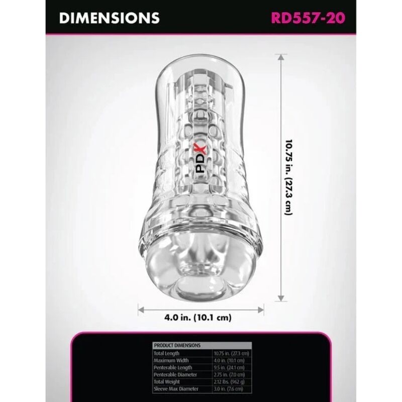 img_226759_c971ddbfade05d472245116b07eeffde_1.jpg PDX ELITE - MASTURBADOR TRANSPARENTE VIEWTUBE PLUS SEE-THRU EZ-GRIP 21 CM