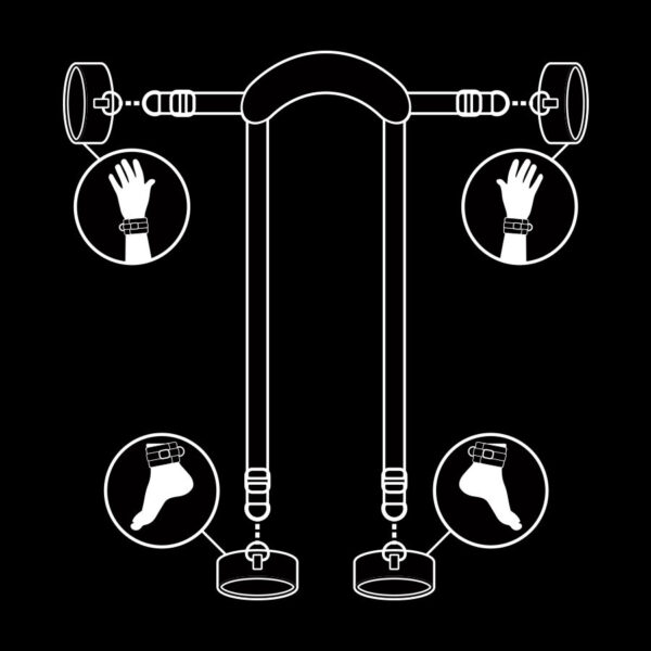 FETISH SUBMISSIVE - POSITION MAÎTRE AVEC 4 MENOTTES DOUBLÉES DE NOPRÈNE