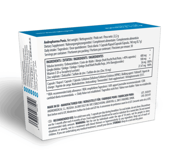 ANDROPHARMA PENIS - SUPPLÉMENT DAGRANDISSEMENT DU PÉNIS
