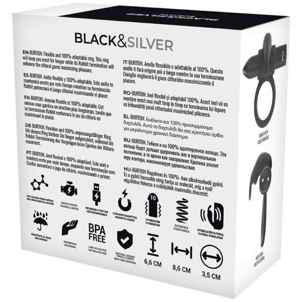 BLACKSILVER - BURTON RING 10 MODES DE VIBRATION NOIR